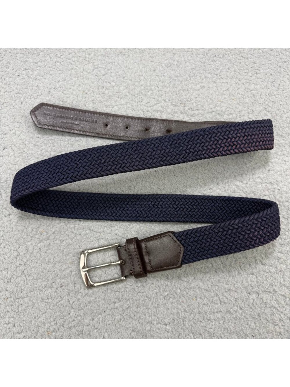 Holderness & Bourne Belt Men 38 Navy Blue The Fischer Braided Woven Leather Golf